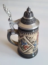 Germany 95% Zinn Lidded Beer Stein Rothenburg o.t. 5"