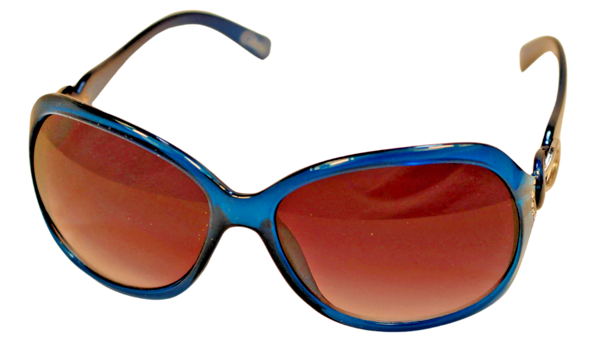 Oversized Blue Sunglasses with Lavender Gradient Lenses and Gold Accents for Women and Men  -image