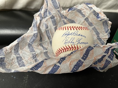 DODGERS RALPH BRANCA BOBBY THOMSON SIGNED AUTOGRAMM NL BB 3.10.1951 STEINER - Bild 2 von 8