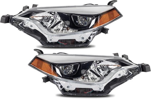 For 2014 2015 2016 Corolla S Headlights + Front Upper Grille Replacement NEW SET - Picture 3 of 15