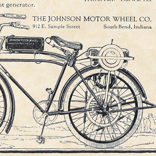 Johnson Motor Bike / Wheel 16x20 Bicycle Motorcycle Fine Art Print on Parchment - Picture 4 of 10