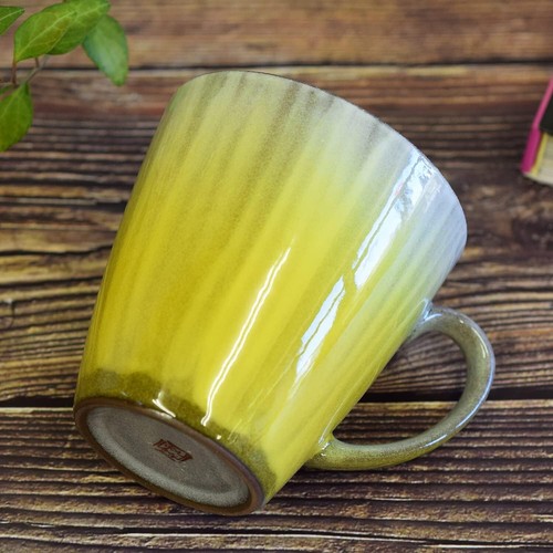 Kutani yaki ware Japanese Mug Coffee Tea Cup Yellow Yusai glaze Handcraft Japan - Picture 8 of 8