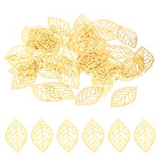 35mm Leaf Pendants, 50 Pack Metal Tree Leaf Beads Leaves Charm Style 1, Golden