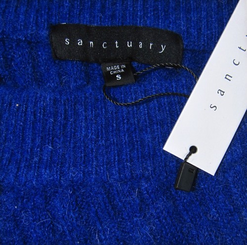 sanctuary NWT LONG SLEEVE Boat neckline SWEATER S SMALL Blue Alpaca Blend - Picture 9 of 11