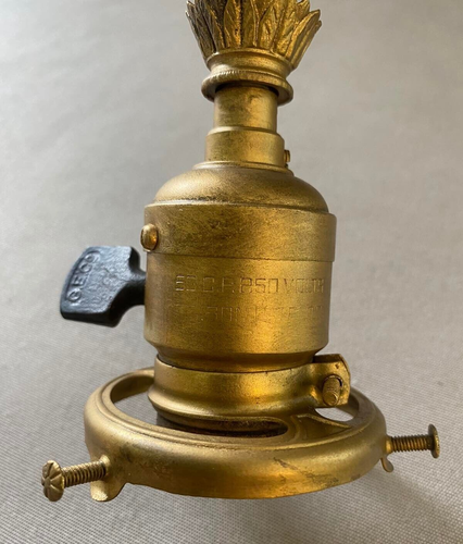 Antique Brass Desk /Table Gooseneck Lamp with Gold Tone French Shade - Picture 15 of 15
