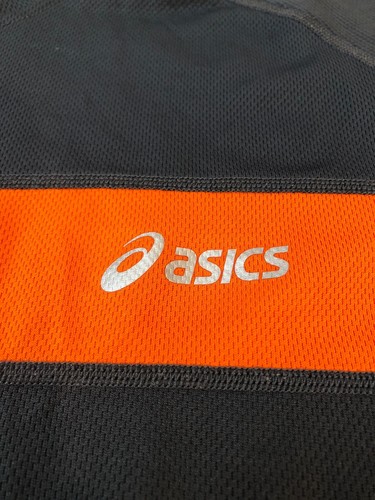 Asics Running Shirt Men's XL Long Sleeve Orange / Charcoal Made in USA - Picture 6 of 11