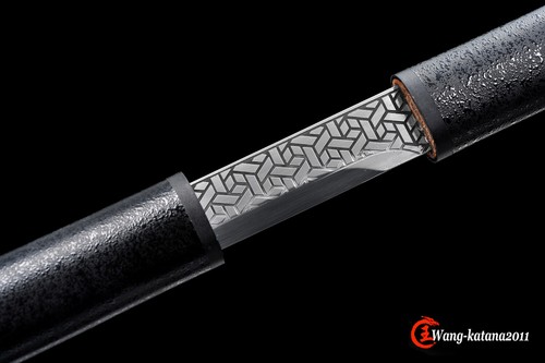 Espada 40'' Ninja Tallado 9260 Resorte Acero Negro Japonés Recto Ninjato - Imagen 5 de 12