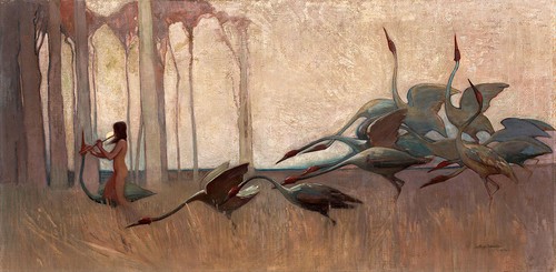 The Spirit of the Plains 75cm x 36.7cm by Sydney Long Stretched Canvas - Picture 2 of 2