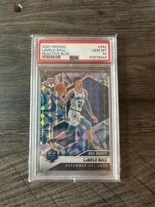 2020-21 Panini Mosaic NBA Debut Reactive Blue RC LAMELO BALL PSA 10 Card # 262