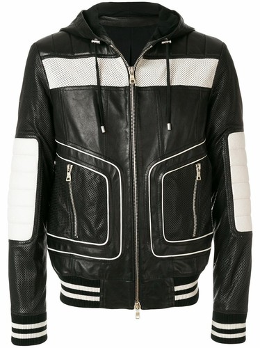 Balmain colour-block hooded biker jacket - Picture 8 of 11