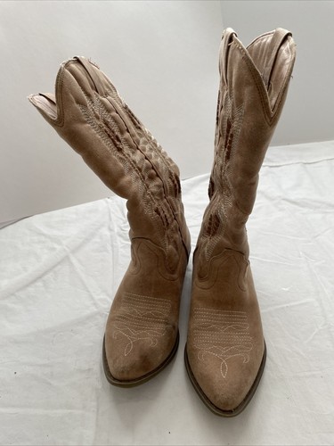 Coconuts Women’s Size 6.5M Tan Western Cowgirl Faux Leather Cowboy Western Boots - Picture 4 of 9