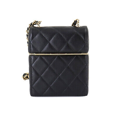 【CHANEL】MATELASSE! ☆ ケリー ショルダー バッグ ☆ CHANEL Matelasse Box type Chain Shoulder Bag Leather Black