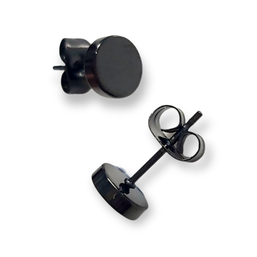 6 mm schwarzer Nieten Edelstahl Ohrstecker Ohrringe Männer Frauen - Bild 2 von 7