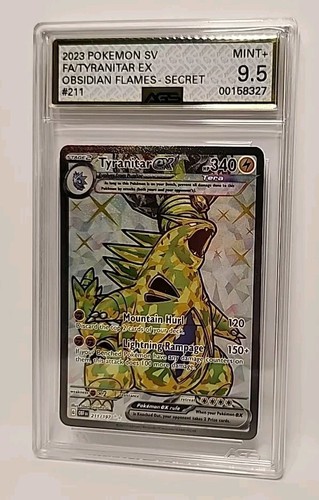 Tyranitar EX Ultra Raro FA #211/197 2023 Pokémon Llamas Obsidiana Clasificado AGS 9.5 - Imagen 2 de 6