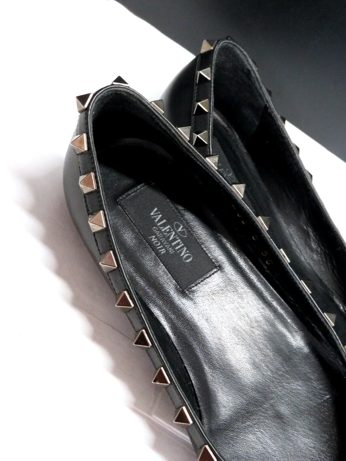 VALENTINO GARAVANI NOIR scarpe ballerine ROCKSTUD in pelle nera TG 36