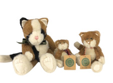 3 Boyds Bears Kitty Cat Plush Stuffed Animal 14 9 6 inches Brown White Black VTG