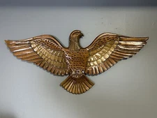 Two WOOD EAGLE HAND CARVED WALL HANGING PLAQUE American Patriotic VTG Pair!