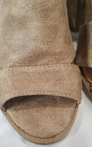 QUPIED WOMEN'S STRAPPY PEEP TOE BLOCK HEEL BOOTY SHOE TAUPE SIZE 7 #3097 - Picture 3 of 15