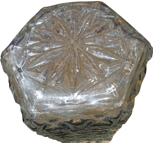 Diamond Cut Elegant Glass Decanter Antique Libbey Vintage Starburst Design - Picture 2 of 4