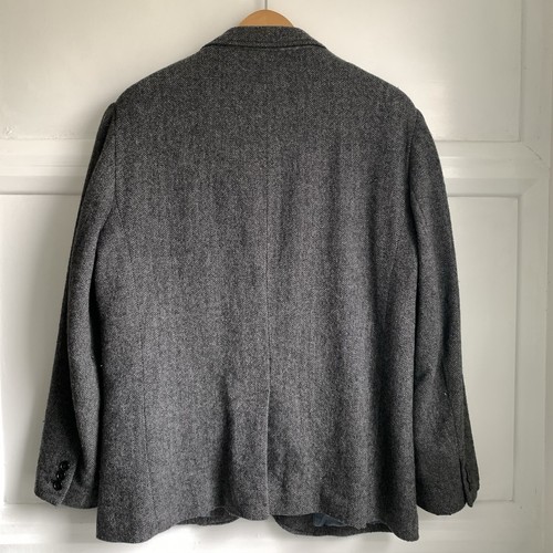 GAP Wool Herringbone Blazer Mens Large 42 44 Grey Flannel Sports Coat Jacket - Picture 5 of 8