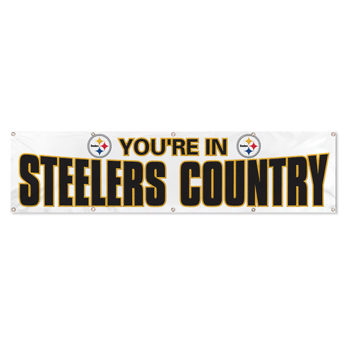 PITTSBURGH STEELERS 8' X 2' BANNER 8 PIES PESO PESADO NYLON SIGNO BANDERA BLANCO - Imagen 4 de 5