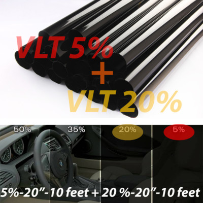 VLT 20/% Uncut Roll 20/" x 10FT Window Tint Film Charcoal Black Car Glass Office