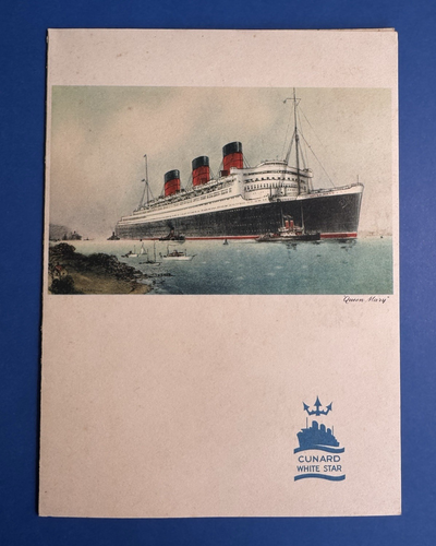 1939 RMS Queen Mary Mittagsmenü, dritte Klasse - Vintage Cunard