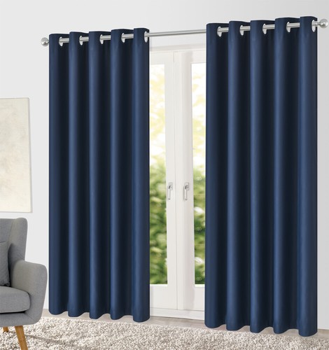 Blockout Eyelet Curtains Blackout 3 layers Woven Drapes Bedroom Thermal 1Panel - Picture 149 of 206