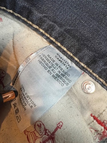 True Religion Jeans Dark Blue Denim Straight Big T with Flap Pockets Size 40x33 - Picture 12 of 24