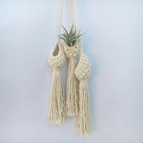 Boho Macrame Air Plant Hanger Tillandsia Hanging Basket Rope Holder Flower Home - Bild 5 von 10