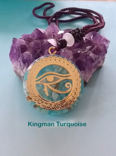 EYE Of HORUS Pendant, ORGONE Turquoise PENDANT With Eye of Ra, EYE OF HORUS - Picture 5 of 5