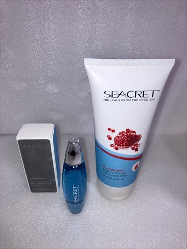 Seacret Dead Sea Body Lotion Pomegranate 6.8 Oz W Cuticle Oil & Buffing Block. - Picture 2 of 10