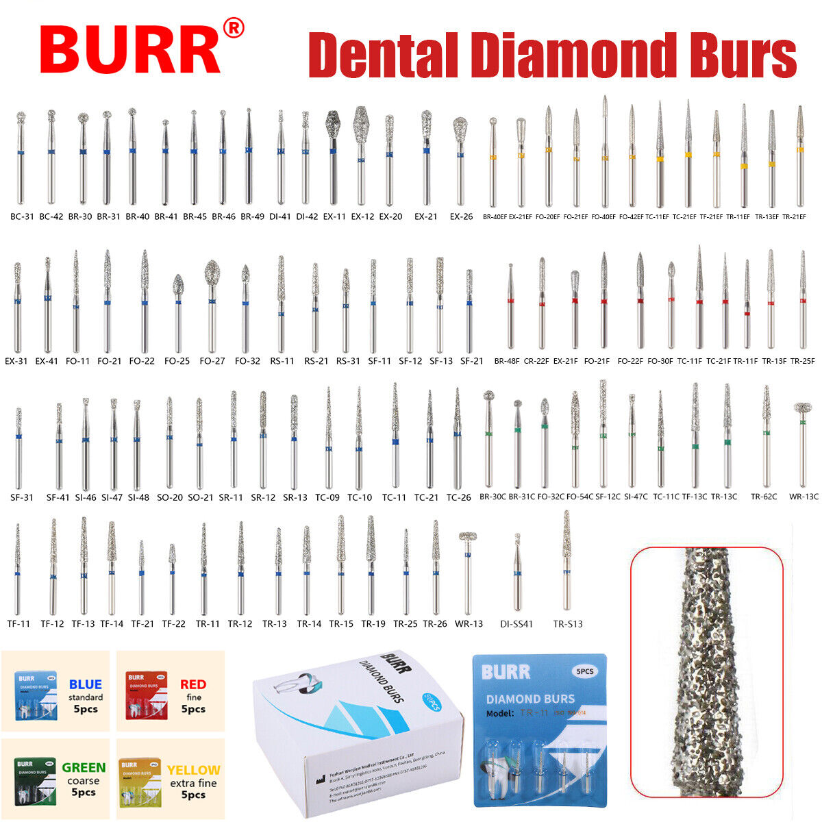 1-100 DENTAL FRESE DIAMANTATE PER TURBINE DENTISTA ODONTOTECNICO FG 1.6mm PUNTE - Zdjęcie 5 z 884