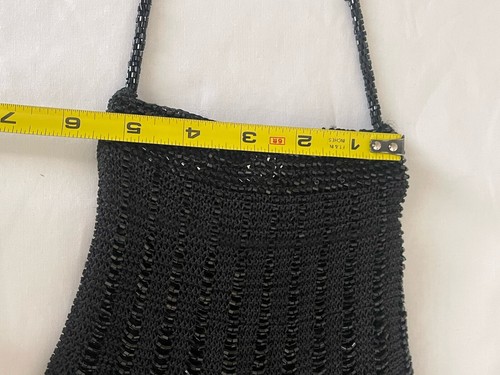 Vintage Black Beaded Purse Hand Bag with Fixed Strap - Picture 10 of 10