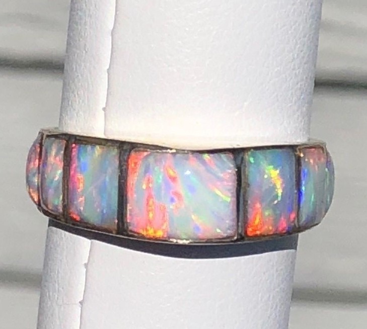 Ladies Temple BRIGHT WHITE fire Opal Sterling Solid Pyramid Ring Size 6 Kingsman Ladies Temple BRIGHT WHITE fire Opal Sterling Solid Pyramid Ring Size 6 Kingsman