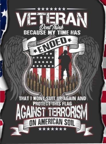 Veterans Service Never Ends Garden Flag Because of the Brave - Picture 2 of 2