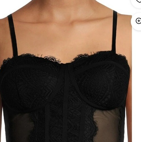 Madden NYC Juniors Bustier Top Women's Black Eyelash Lace Sweetheart Neck XS NWT - Picture 11 of 13