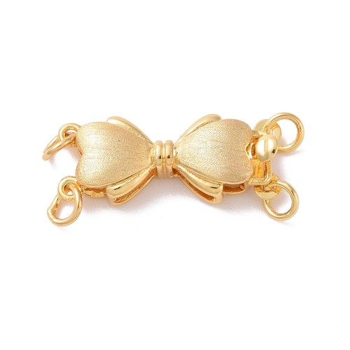 10Pcs Textured Bowknot Golden Brass Box Clasps DIY Jewelry Findings 19.5x8x4.5mm - Picture 1 of 3