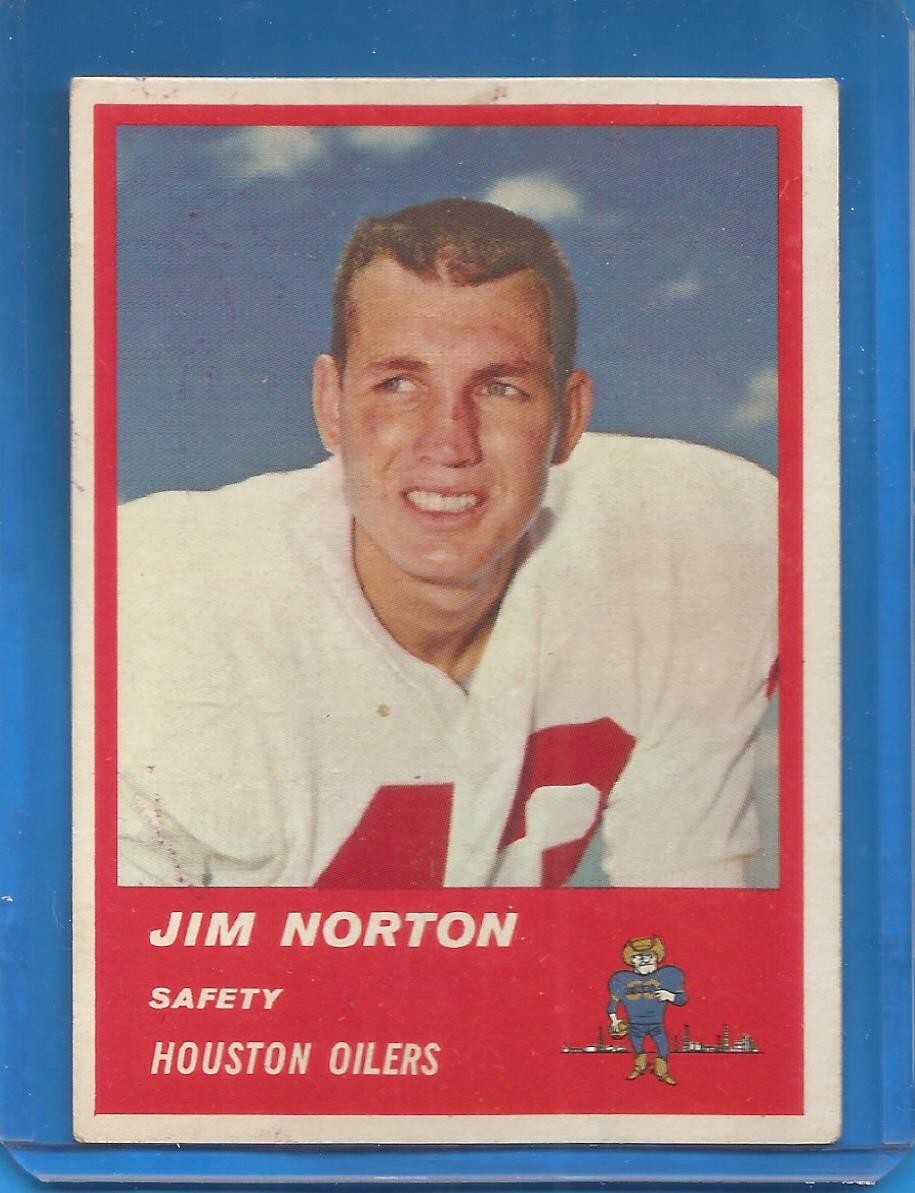 1963 FLEER FOOTBALL CARD (EX-MT) # 40 JIM NORTON - HOUSTON OILERS