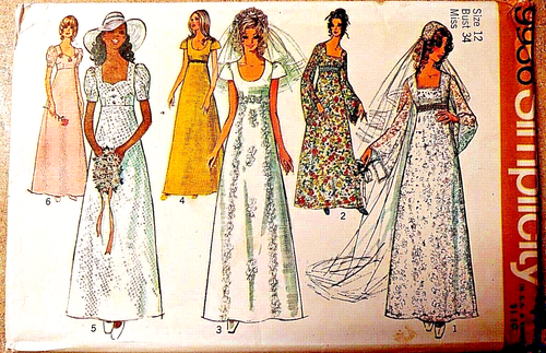 Simplicity 9936 Misses Bridal Gown Size 12 Bust 34 VTG Miss Bride Wedding  UNCUT - Picture 1 of 10