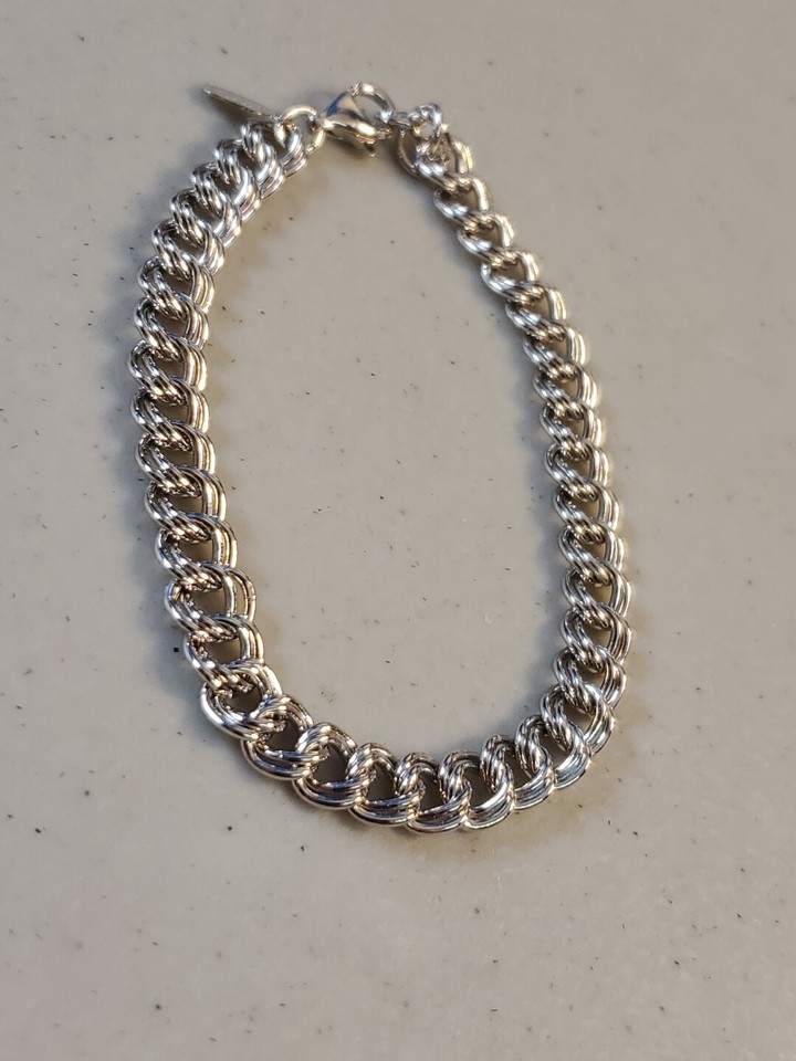 Judith Jack Sterling Silver Double Chain Link Charm Bracelet 7" (2) eBay