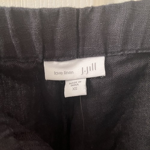 J. Jill Love Linen Black Cropped Pants Pockets Elastic Waist Women's Size XS NWT - Picture 6 of 11