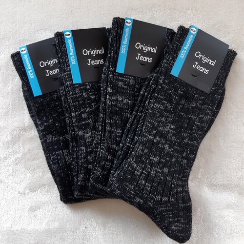 4 Paar Original MH Jeanssocken 100%Baumwolle Arbeitssocken schwarz-melange 39-50