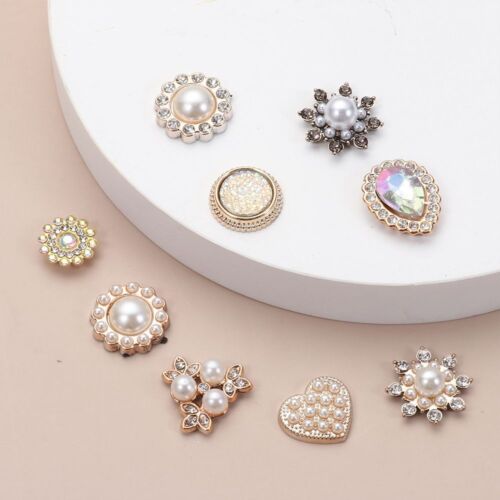 Sparkling Pearl Button Headwear Accessories Pearl Hairpins Rhinestone Buttons - Afbeelding 1 van 13