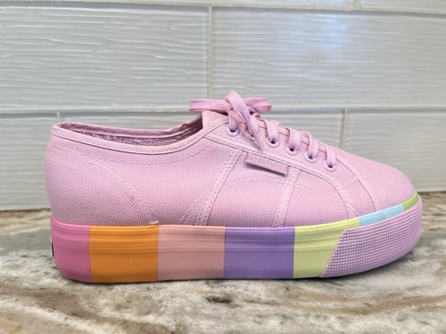 Superga Platform Sneakers Purple Unisex M8.5/W10 Pastel Rainbow New - Picture 12 of 15