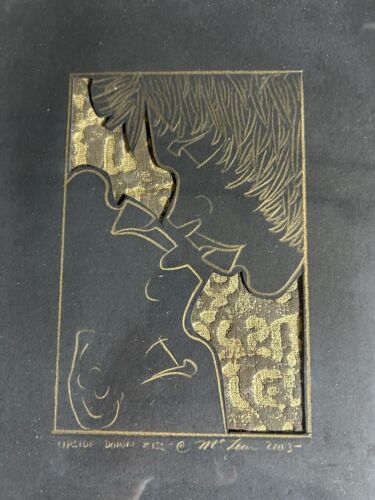 Original Donovan McLean Oil Pastel Art UPSIDE Down KISS 2003 Signed Rare - Picture 4 of 10