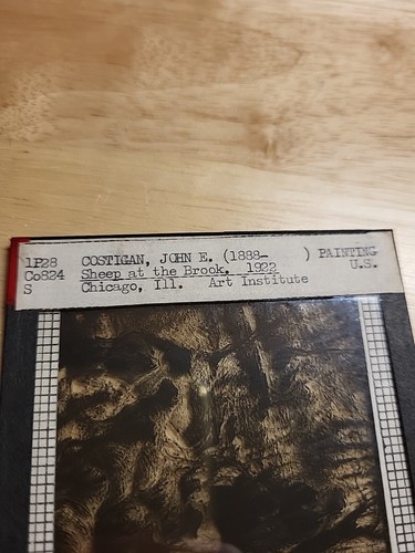 Linterna mágica de colección Slide-Ovejas en el arroyo-pintura por John E. Costigan - Imagen 3 de 4