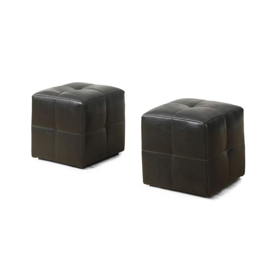 Juego de 2 otomanos juveniles Monarch Specialties en forma de cubo acolchado de galletas Foto 2 de 4