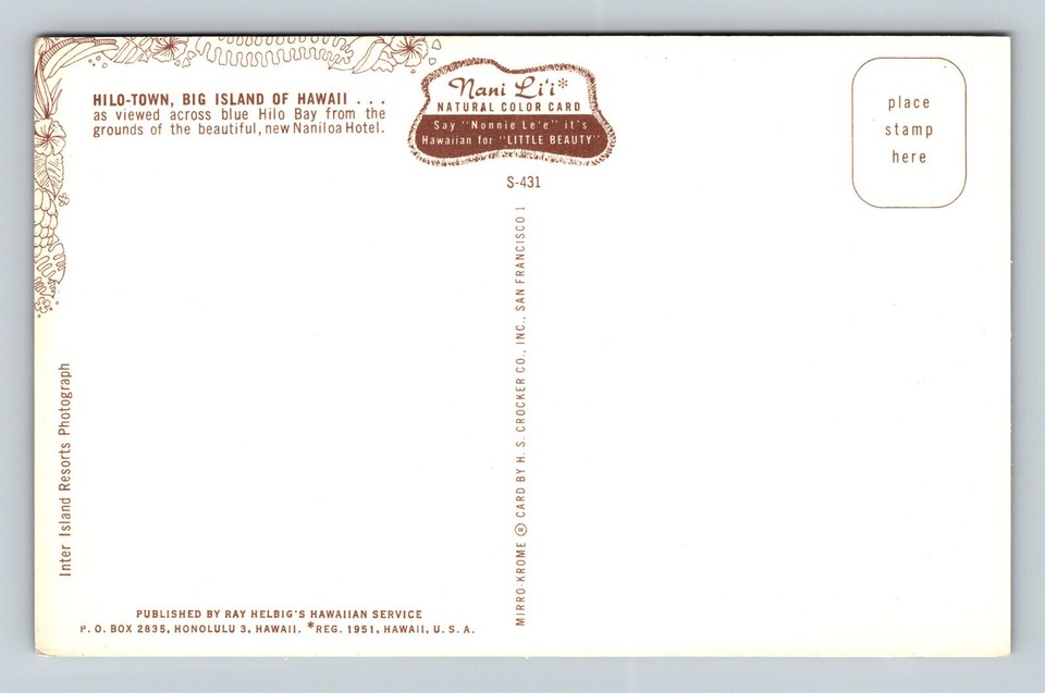 HiloTown,HI Big Island of Hawaii, from Hilo Bay Vintage Postcard eBay