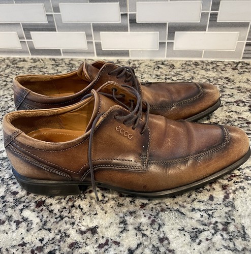 Scarpe eleganti uomo Ecco Cario pelle marrone punta grembiule uomo 10 extra larghe - Foto 5 di 10